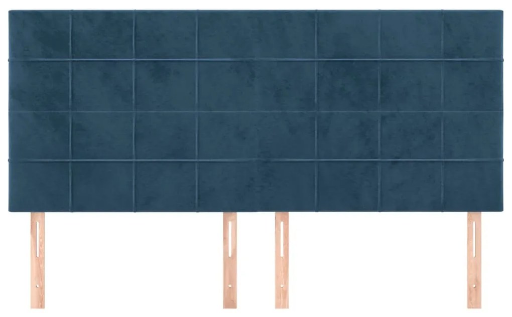 4 db sötétkék bársony fejtámla 80 x 5 x 78/88 cm