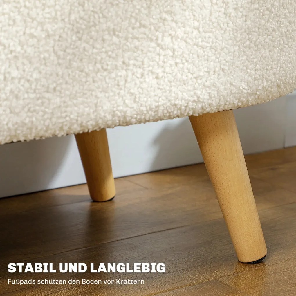HOMCOM Tárolópad fedéllel, lábtartó előszobába, fa, szövethuzat, 82 x 41 x 45 cm, fehér