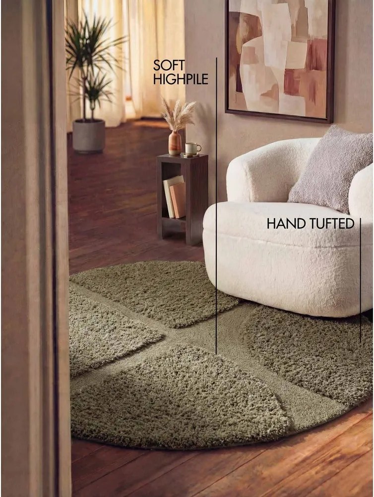 Khaki kézi szövésű kerek szőnyeg ø 200 cm Lambeth Jasper – Ted Baker