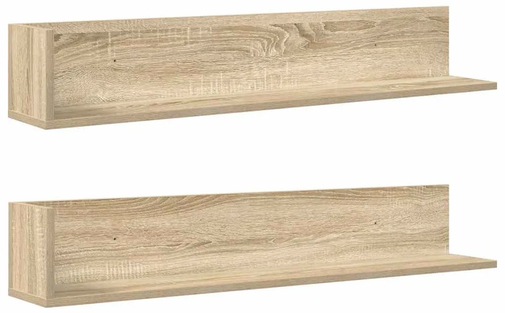 2 db sonoma tölgy színű szerelt fa fali polc 100x16,5x16,5 cm