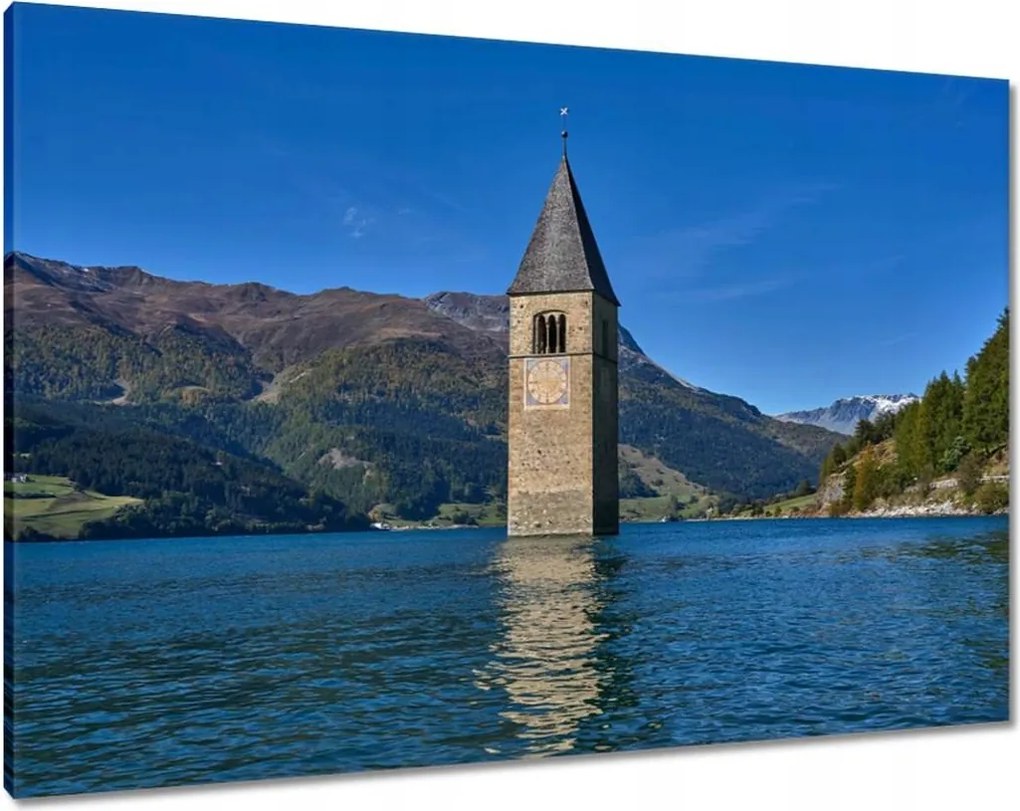 Vászonkép 100x70 Elsüllyedt templomtorony