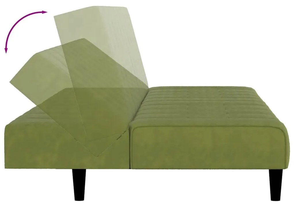 kétszemélyes világoszöld bársony kanapéágy