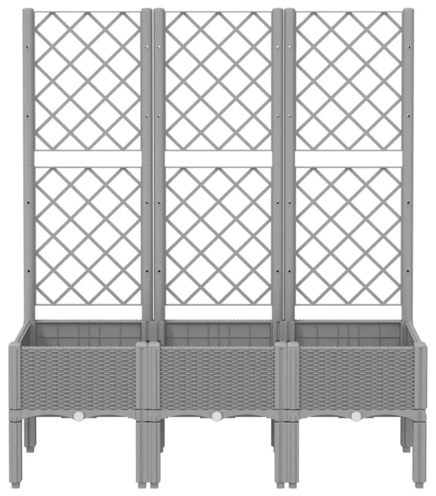 világosszürke PP rácsos kerti ültetőláda 120 x 40 x 142 cm