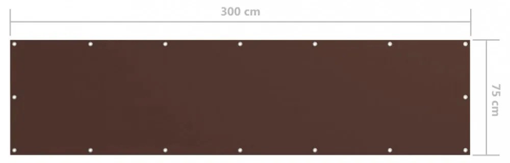 barna oxford-szövet erkélyparaván 75 x 300 cm