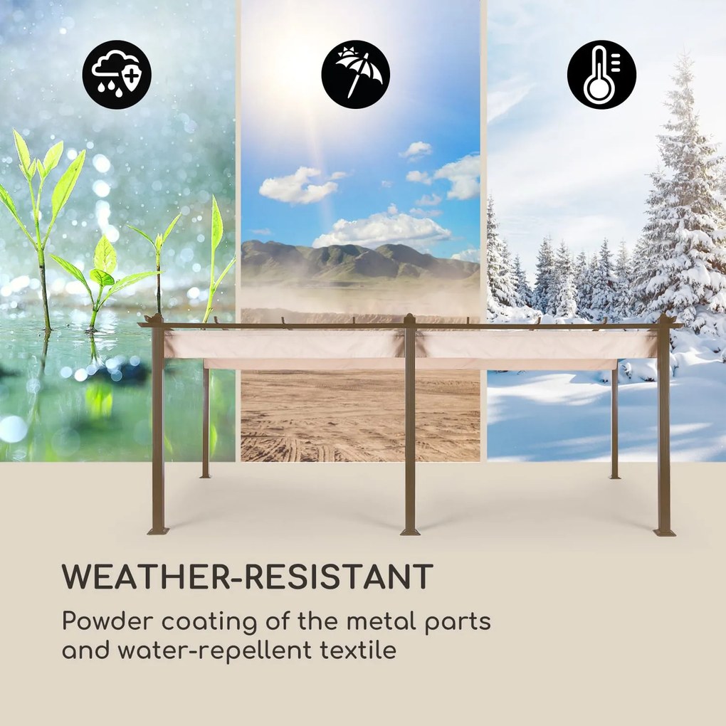 Pantheon Rust, pergola, alumínium négyszögletes cső, 3 x 6 m, 4 sarokoszlop, vízálló