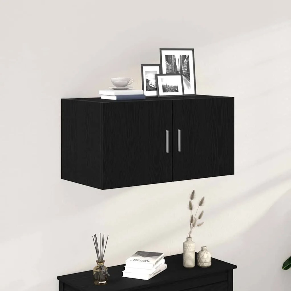 fekete tölgy színű szerelt fa faliszekrény 80 x 39 x 40 cm