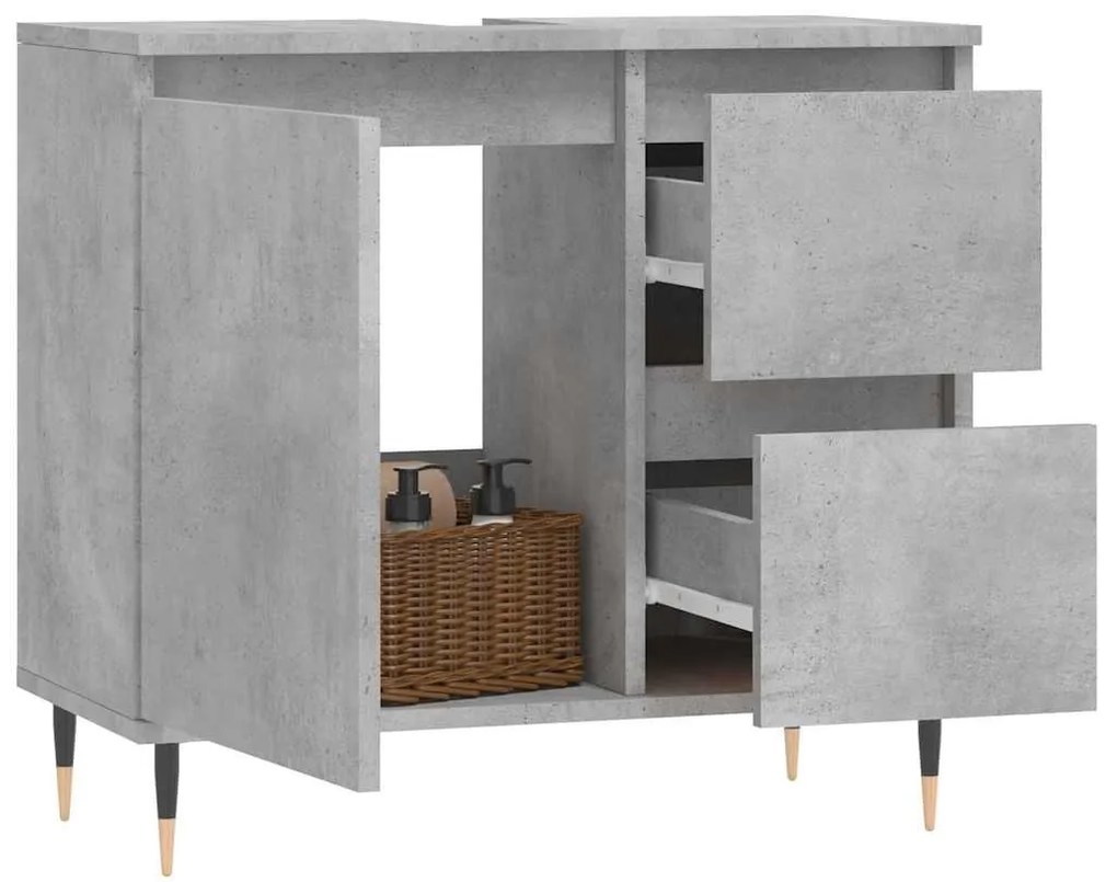betonszürke szerelt fa fürdőszobaszekrény 65 x 33 x 60 cm