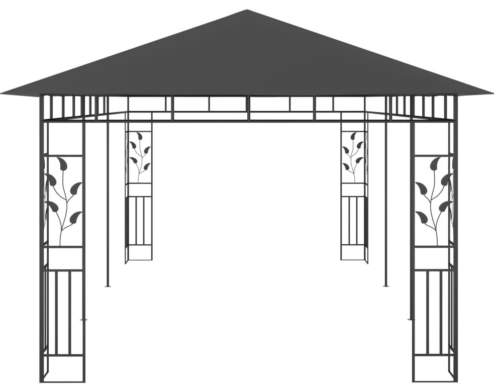 Antracitszürke pavilon szúnyoghálóval 6 x 3 x 2,73 m