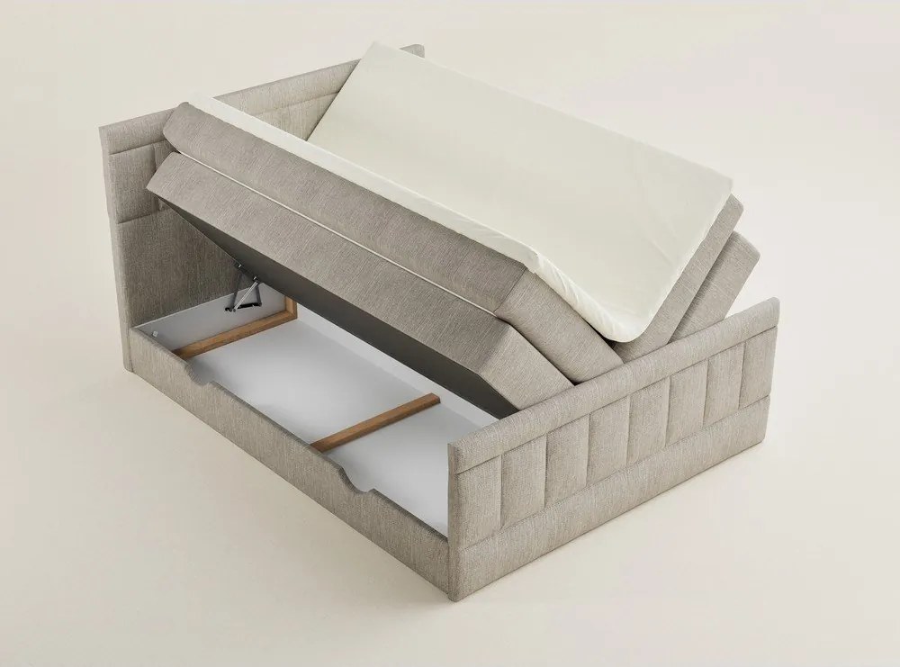 Bézs ágyneműtartós boxspring ágy 180x200 cm Caya – Maison de Rêve