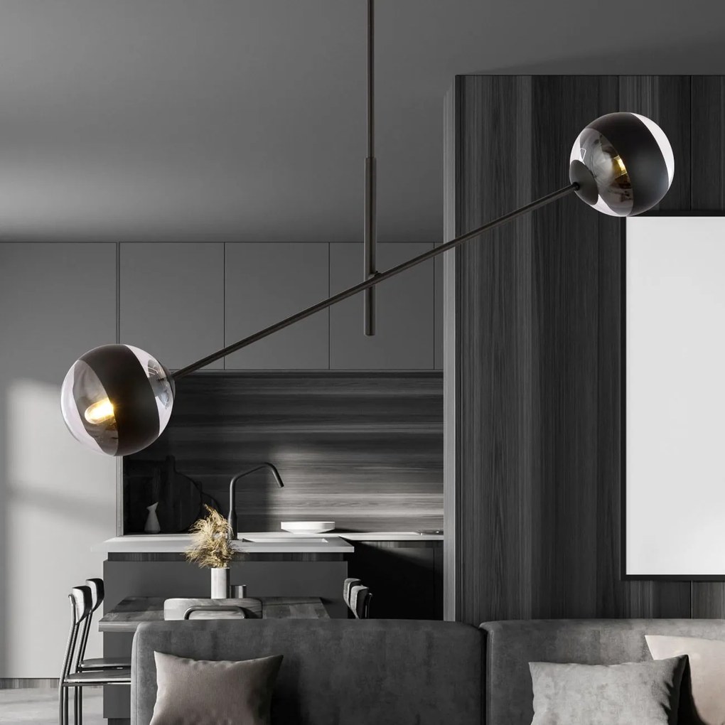 Emibig modern függeszték linear fekete átlátszó emi1168/2