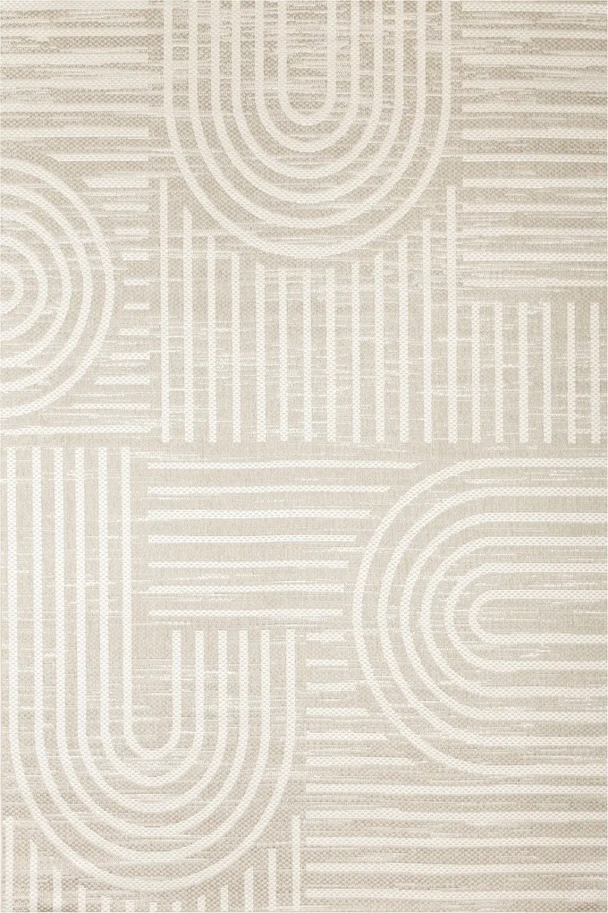 Zsinóros Szőnyeg Kültéri Csíkos Bézs Krém Teraszra És Nappaliba Haga 140x190 cm