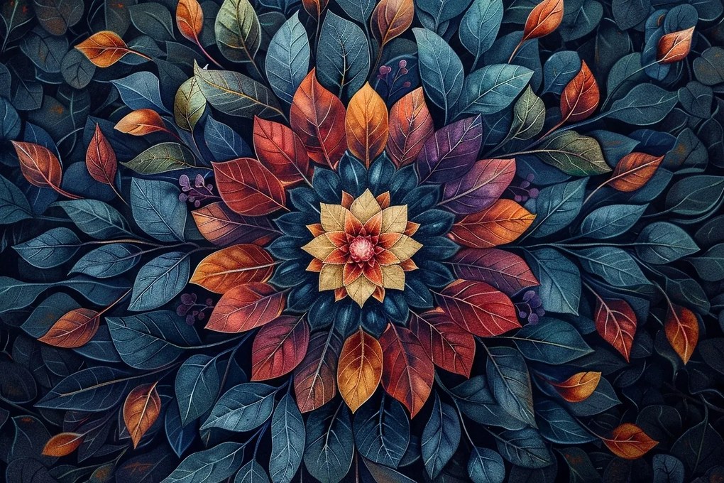 Vászonkép Canvas Mandala Levelek Ősz Természet Dekoráció 60x40