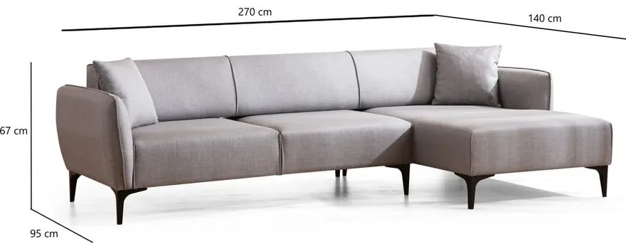 Belissimo világosszürke sarokkanapé, jobb oldali – Balcab Home