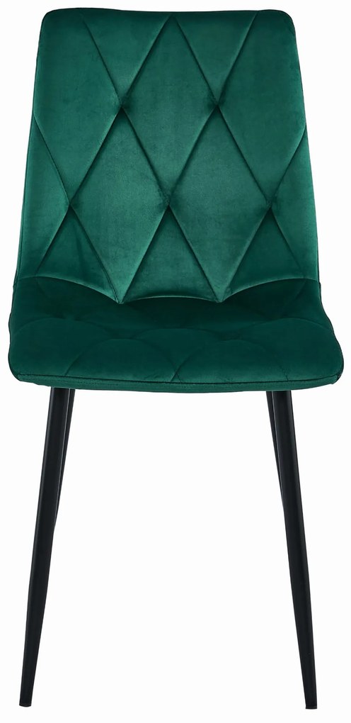 Sötétzöld bársony étkezőszék LIBRA fekete lábakkal