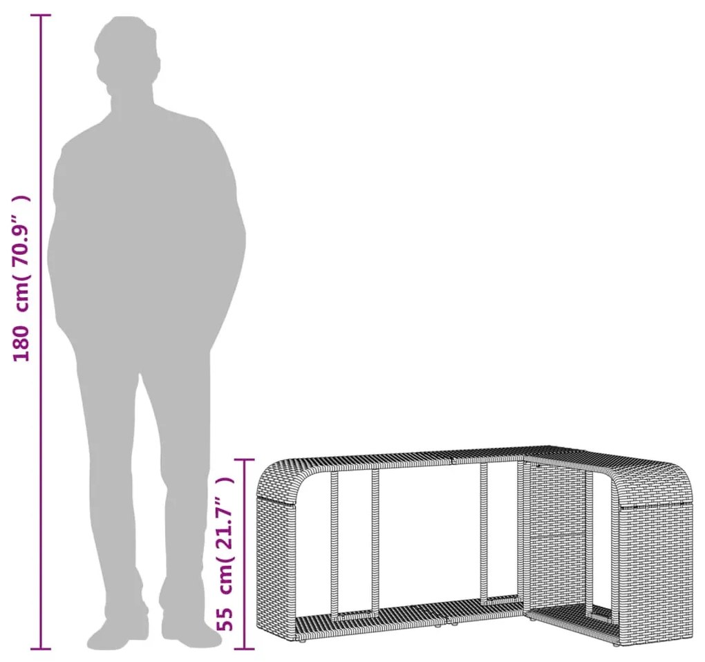 2 db szürke polyrattan tárolópolc