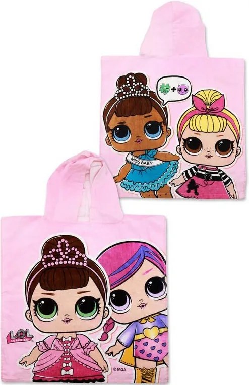 LOL Surprise Crown strand törölköző poncsó pamut 50x115 cm