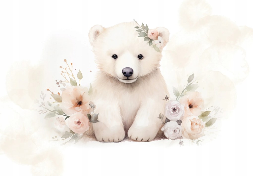 Fotótapéta Macik virágokkal akvarell pasztell vinil 368x254 +ragasztó