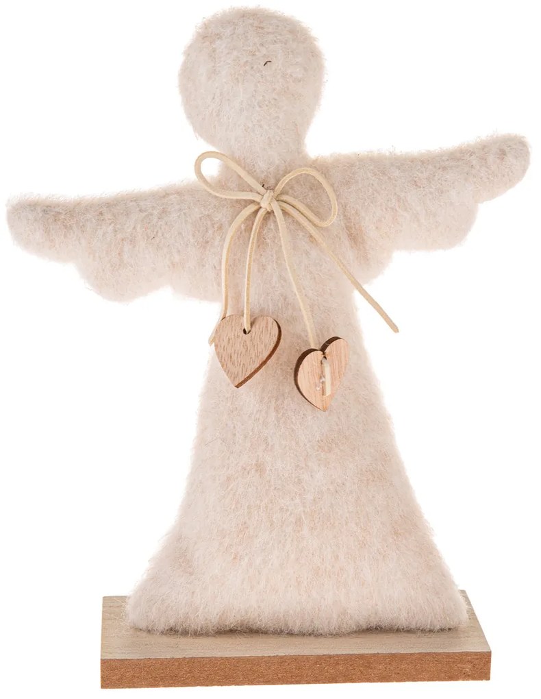 Textil angyal karácsonyi dekoráció  25,5 cm, bolyhos polár