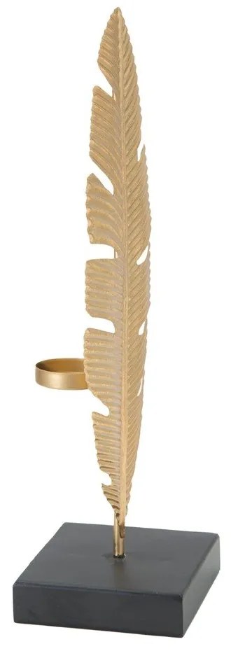 Feather aranyszínű dekorációs gyertyatartó, magasság 34 cm - Mauro Ferretti
