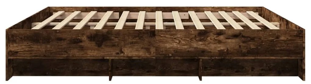 füstös tölgy színű szerelt fa ágykeret matrac nélkül 200x200 cm