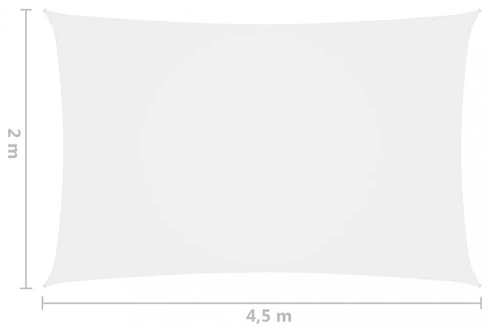 fehér téglalap alakú oxford-szövet napvitorla 2 x 4,5 m