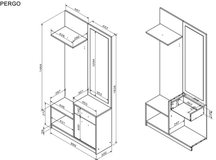 Pergo előszoba bútor kasmír