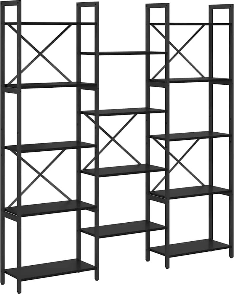 vidaXL Könyvespolc Fekete tölgy 156 x 25 x 167 cm Faanyag