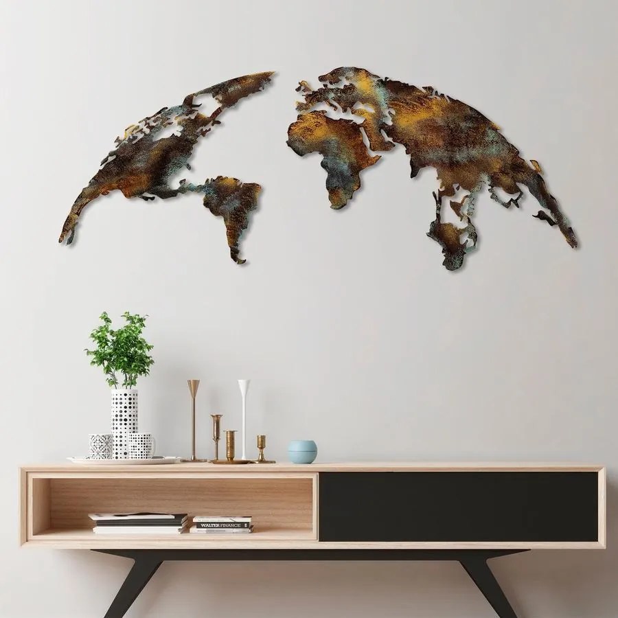 Fém fali dekoráció, World Map Medium - 3