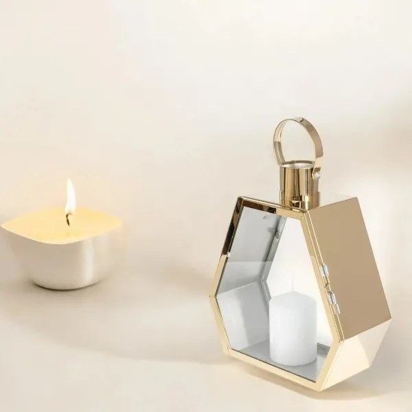 34 cm-es dekoratív lámpás, aranyszínű