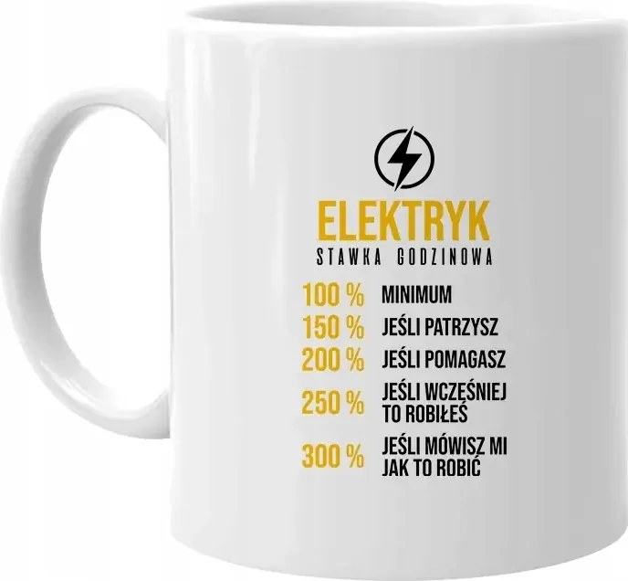 Villanyszerelő százalékos óradíj vicces bögre