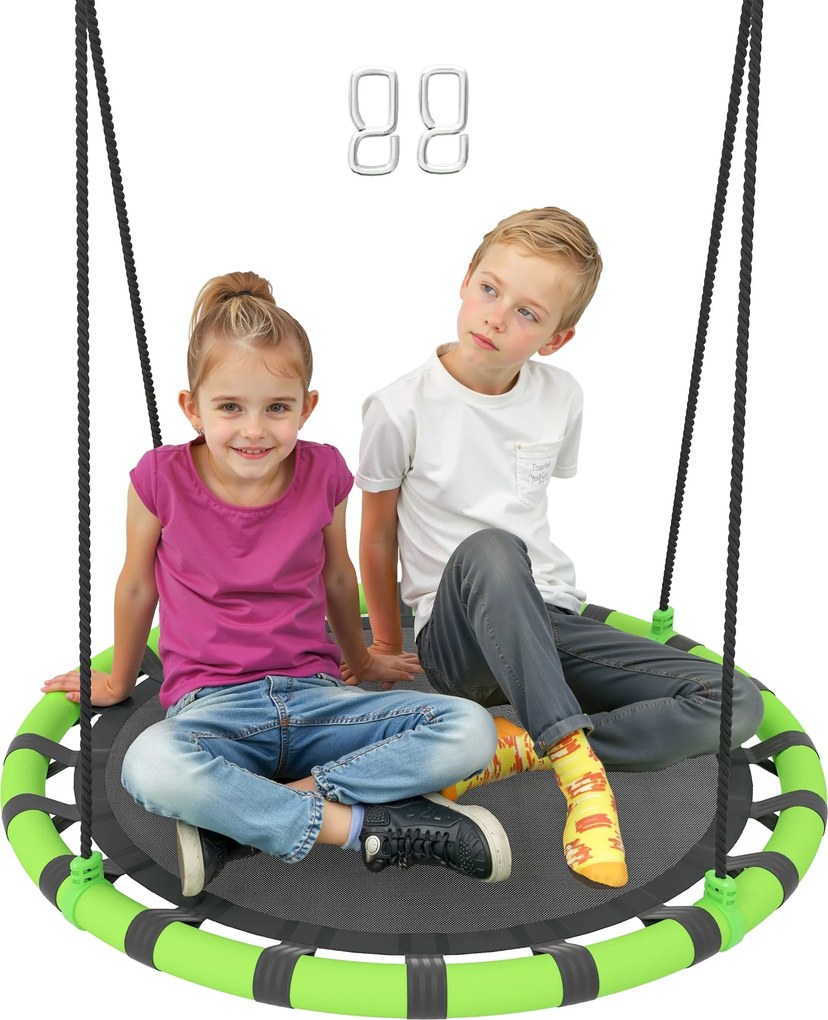 AIYAPLAY Fészek Hinta Ø100 cm Állítható Magasságú Kerti Hinta 150 kg Teherbírással Tartós és Időjárásálló Gyerek Hinta Kerti és Benti Használatra | Ao