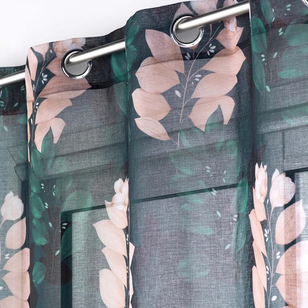 Sötétzöld átlátszó függöny 140x280 cm Belline – douceur d'intérieur