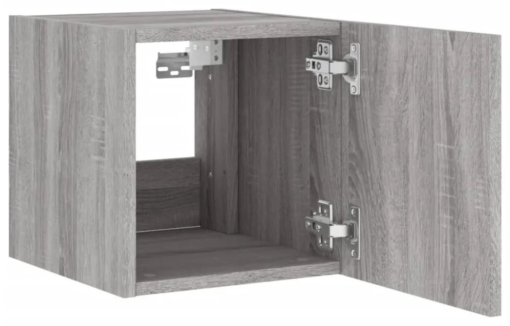 2 db szürke sonoma fali TV-szekrény LED-ekkel 30,5x35x30 cm