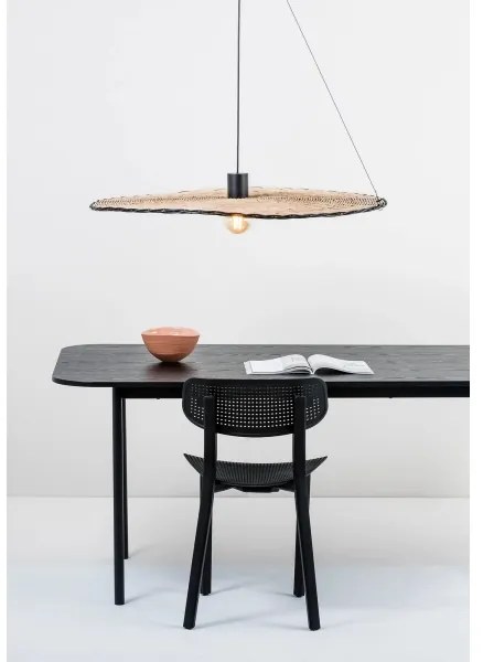 FARO 68590-70 - Csillár zsinóron COSTAS 1xE27/15W/230V á. 100 cm fekete/rattan