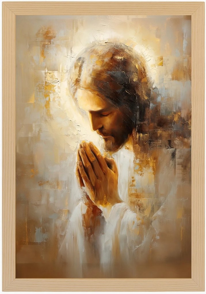 Poszter Keret Fa Jézus Krisztus Imádság Vallásos Művészet 40x60