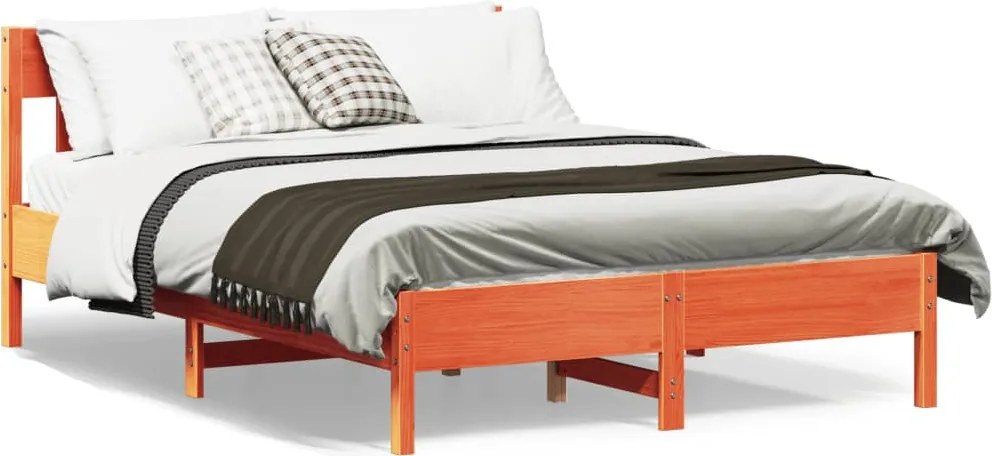 vidaXL viaszbarna tömör fenyőfa ágy matrac nélkül 160 x 200 cm