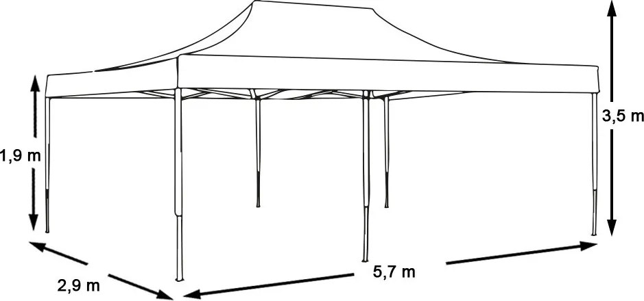 Összecsukható kerti pavilon több típusban-2,9x5,7 méteres-fehér-pavilon