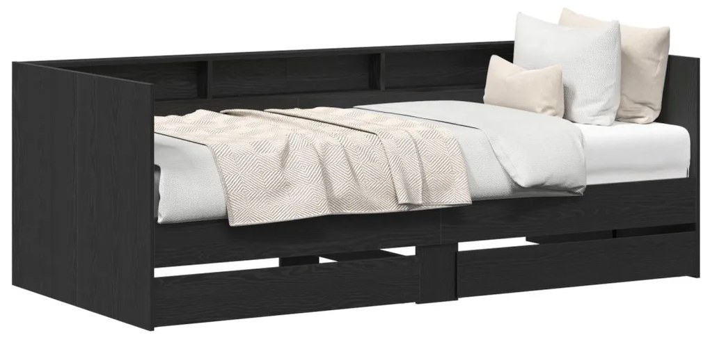 Nappali ágy fiókokkal Beton szürke 90x200 cm Műanyag fa
