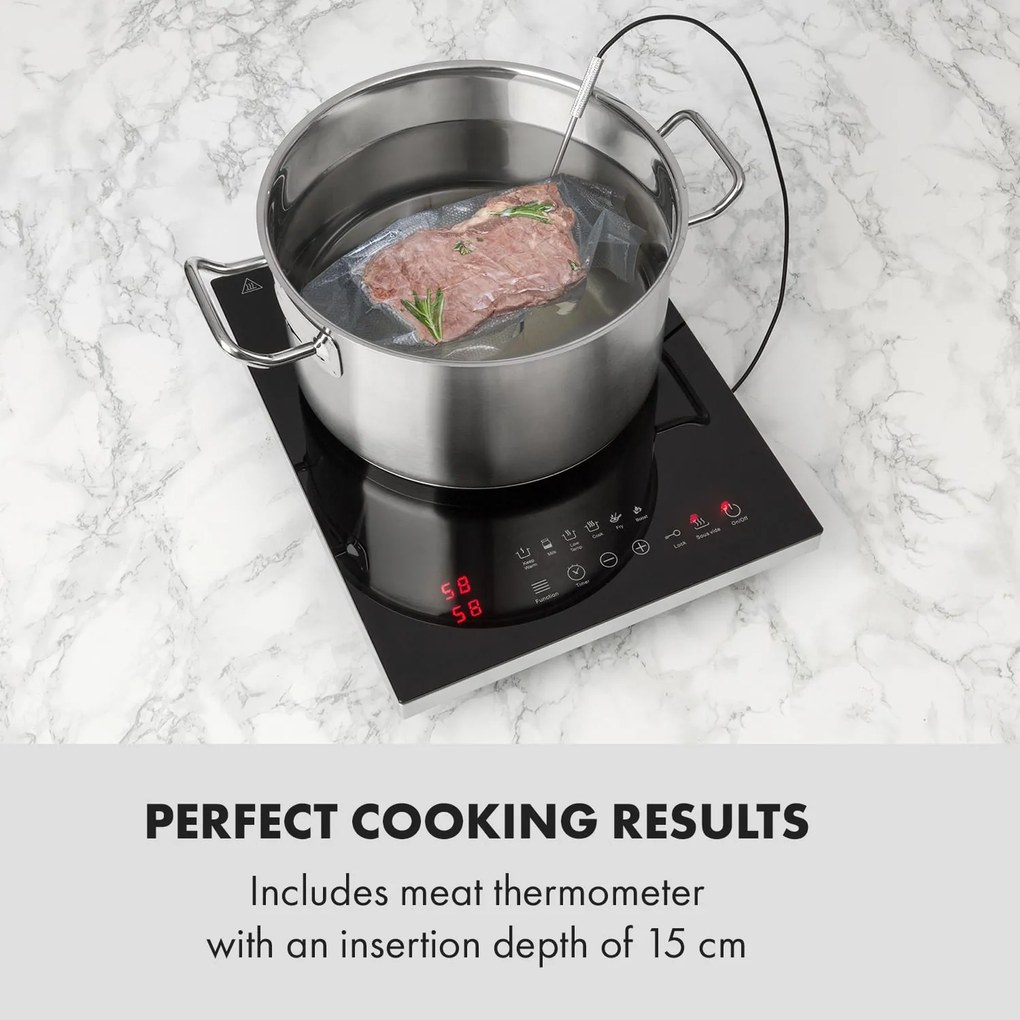 Klarstein Cook n Roll, indukciós főzőlap, 2000 W, 3 órás időzítő, 10 fokozat, fekete
