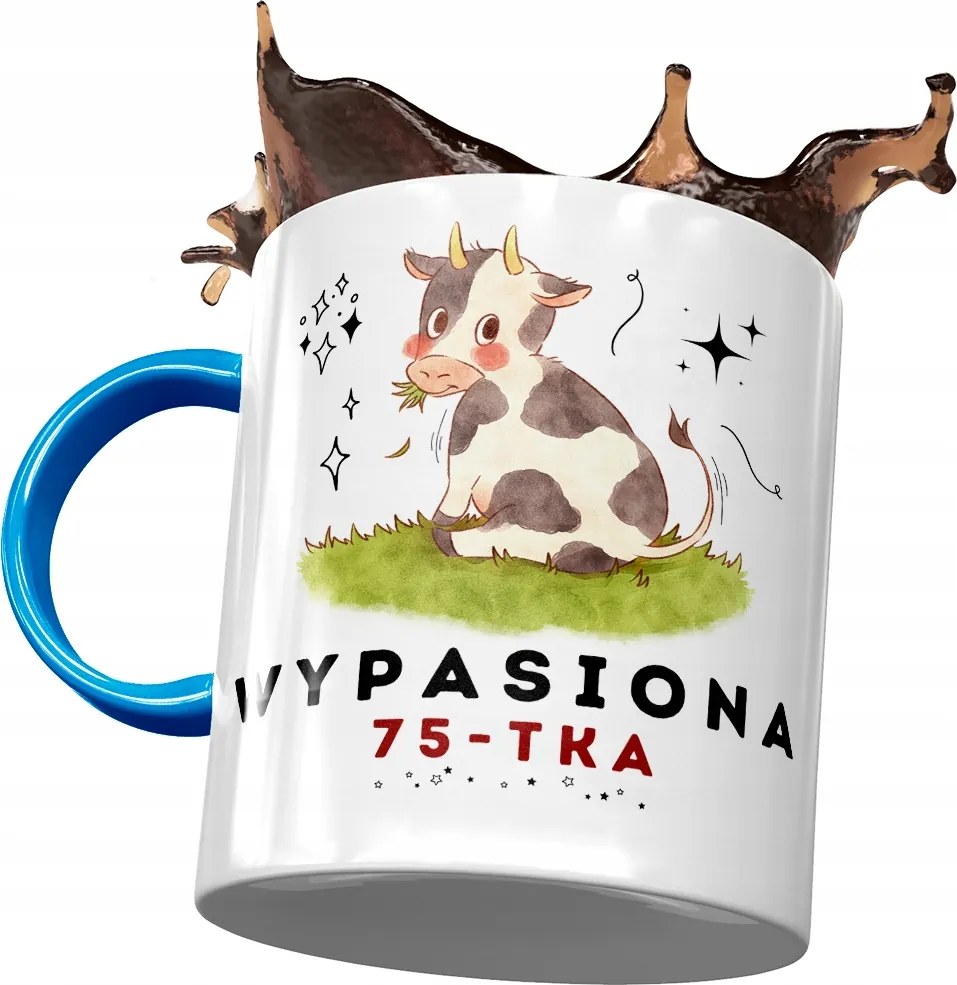 Kék Bögre Születésnapra 75 75-es 75-ös, fényképes nyomattal