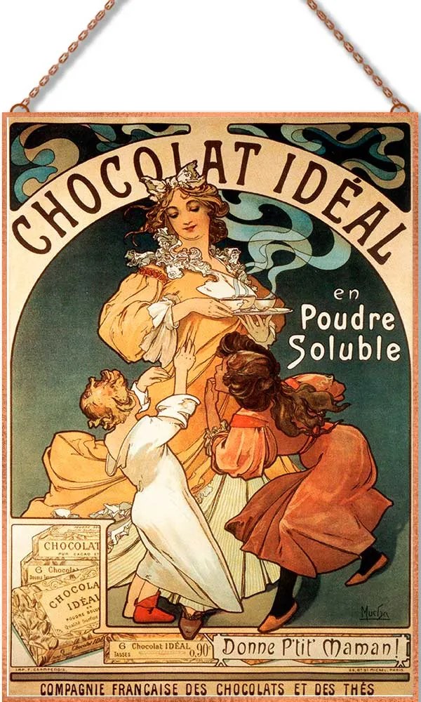 Alphonse Mucha - Chocolate Ideal üvegkép, falikép