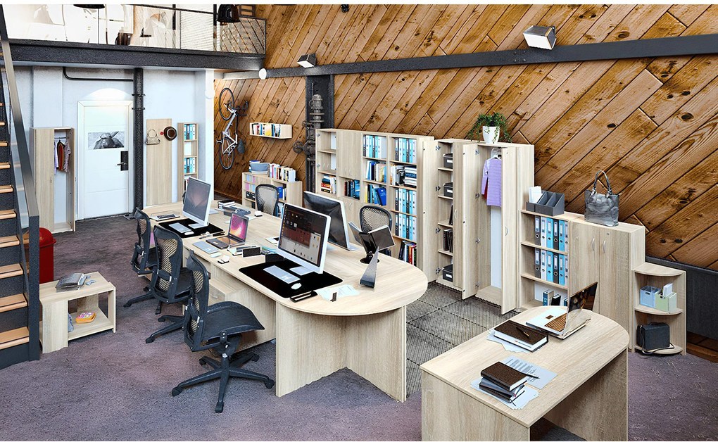 Íróasztal kihúzható billentyűzettartóval, tölgy sonoma, TEMPO ASISTENT NEW 023