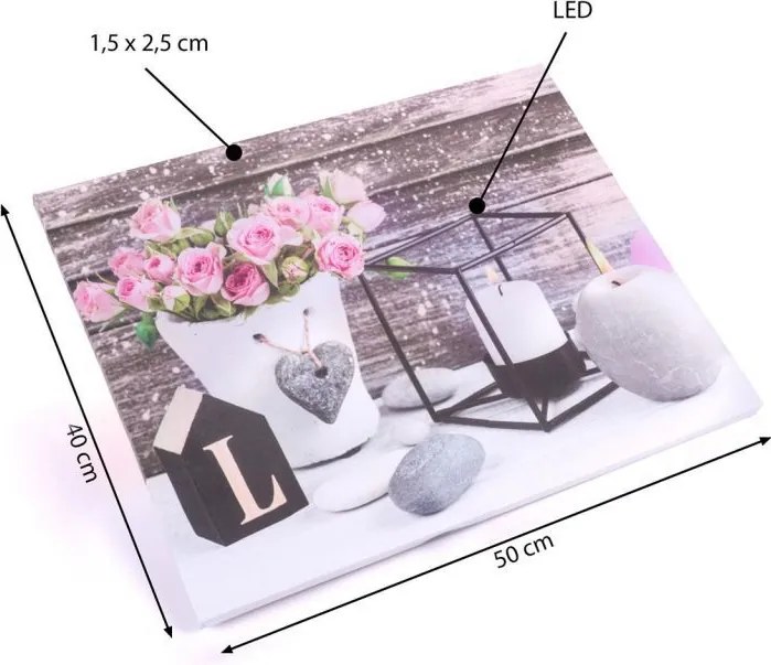 Falikép Szeretet 2 LED 40 x 50 cm