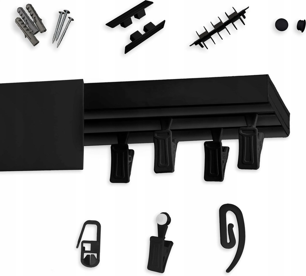 Mennyezeti függönykarnis Fekete Dupla álcázó sín fedéllel 130