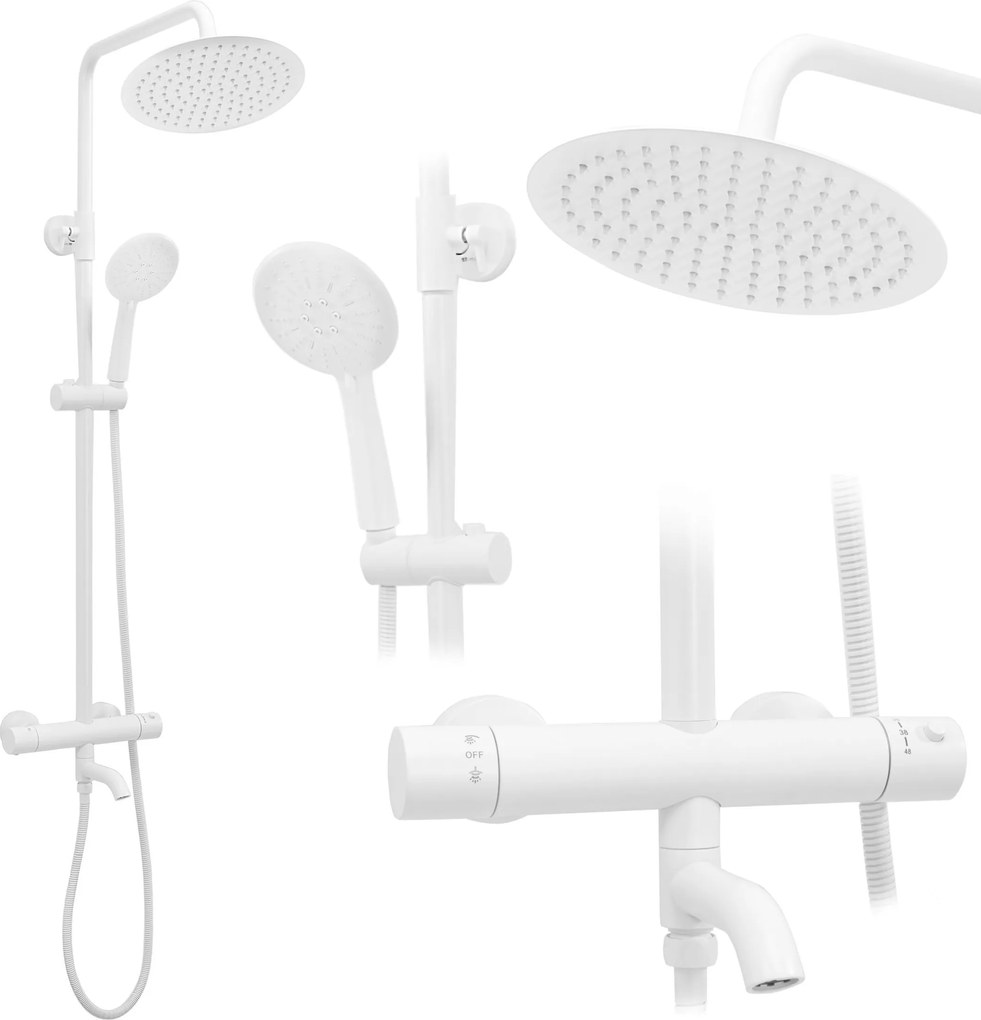 Rea Lungo, zuhanygarnitúra termosztatikus csapteleppel, fehér, REA-P6608