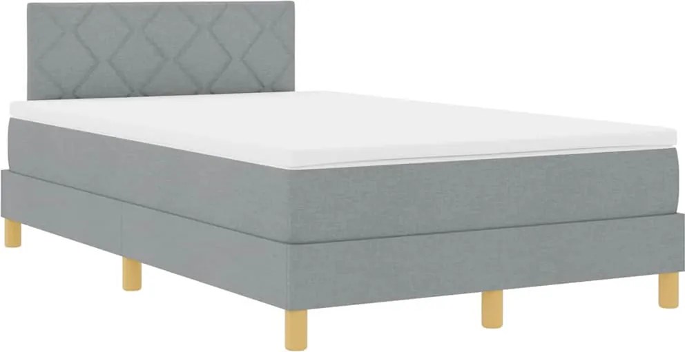 vidaXL LED Box Spring Ágy matracmal Világosszürke 120 x 200 cm szövet
