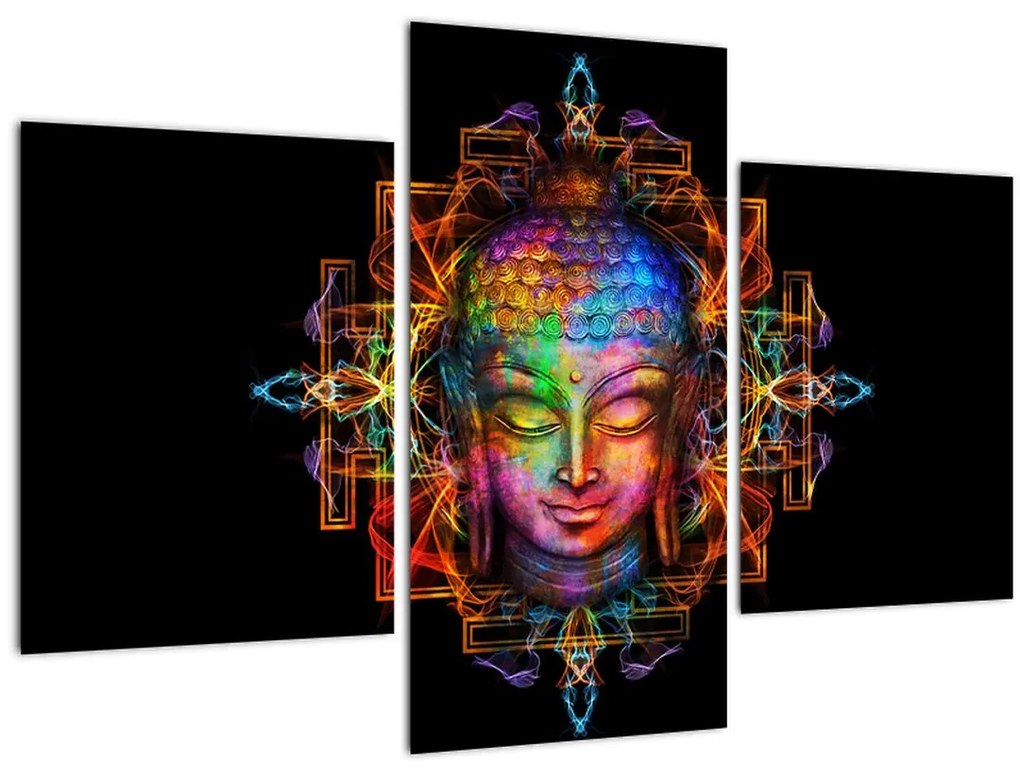 Kép - Buddha mellszobra neon színekben (90x60 cm)