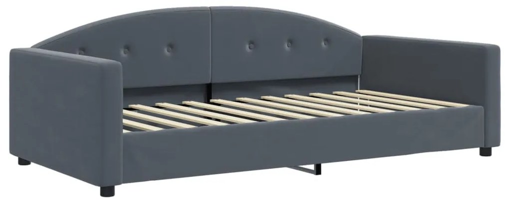 sötétszürke bársony heverő matraccal 100 x 200 cm