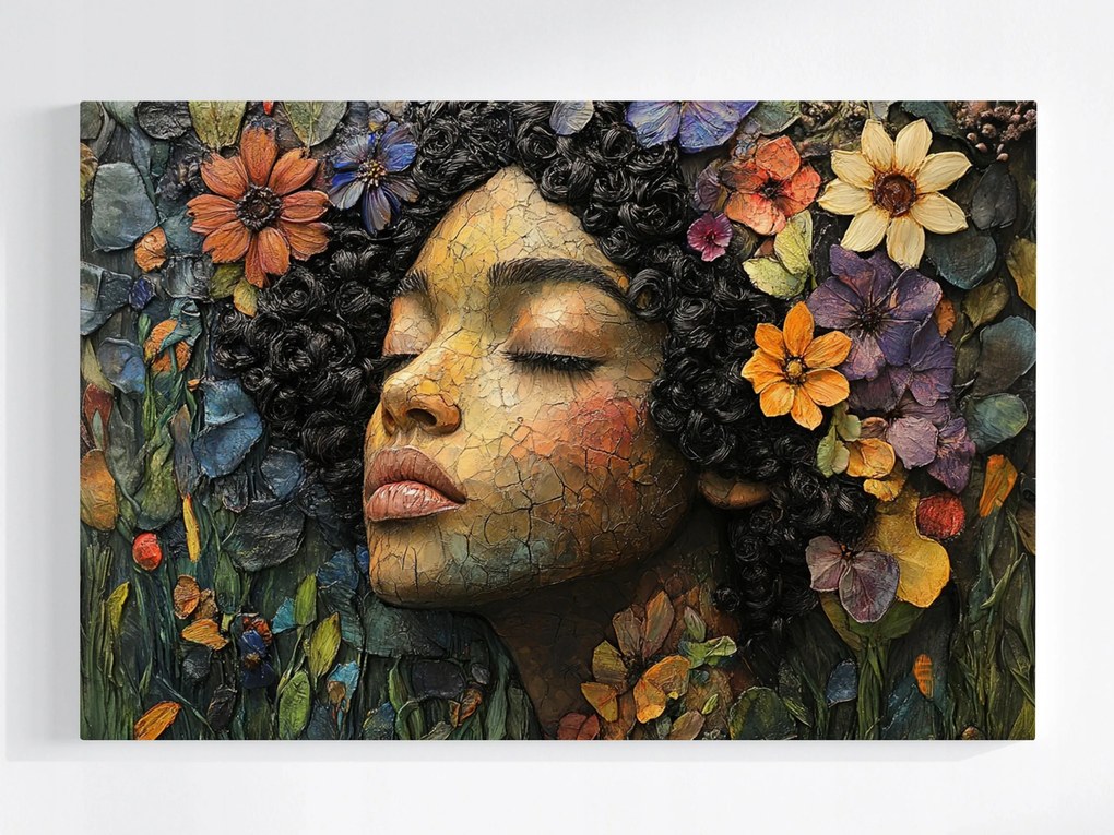 Vászonkép Canvas Portré Arc Nő Lány Virágok 60x40