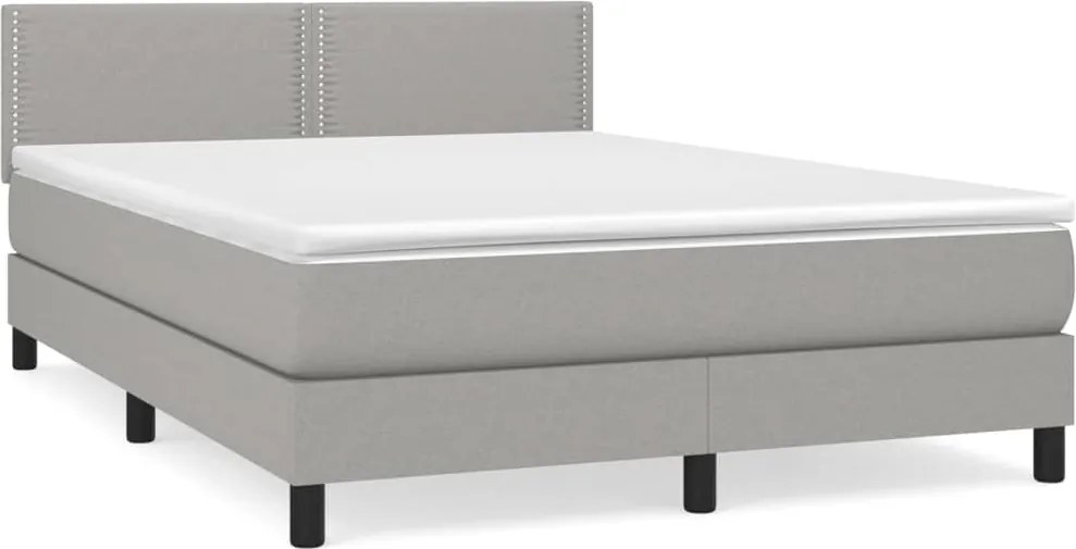 vidaXL világosszürke szövet rugós ágy matraccal 140 x 190 cm